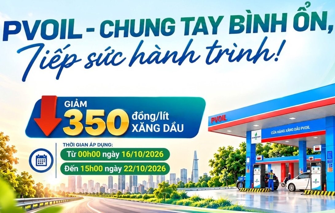 PVOIL giảm giá 350 đồng lít xăng dầu tại 1 100 cửa hàng trên toàn quốc