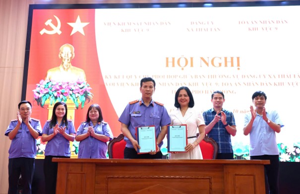 VKSND khu vực 9, TP Hải Phòng ký Quy chế phối hợp với Ban Thường vụ Đảng ủy xã Thái Tân