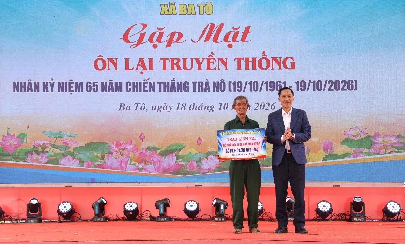 VKSND tỉnh Quảng Ngãi trao 50 triệu đồng hỗ trợ xây dựng nhà tình nghĩa
