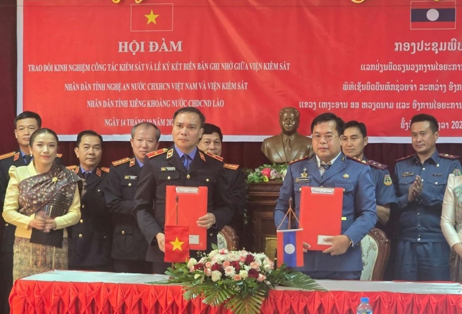 VKSND tỉnh Nghệ An và VKSND tỉnh Xiêng Khoảng Lào trao đổi kinh nghiệm công tác kiểm sát