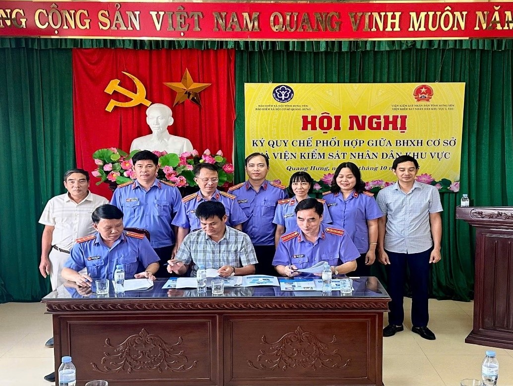 VKSND khu vực 1 và 8, tỉnh Hưng Yên và Bảo hiểm xã hội  Ký kết Quy chế phối hợp thực hiện Nghị quyết 205