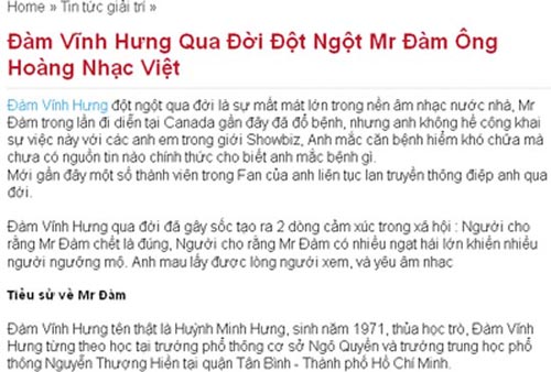 Đàm Vĩnh Hưng ngỡ ngàng vì tin đồn qua đời