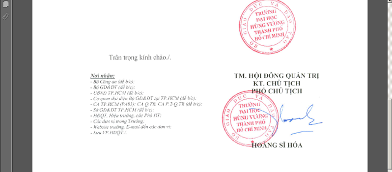 Trước phiên xử lần 2 vào ngày 20 1 ĐH Hùng Vương có con dấu mới…