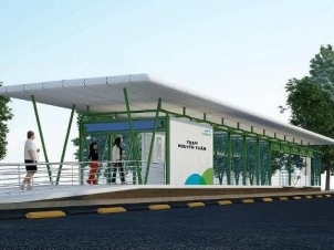 Xây nhà chờ xe buýt nhanh đầu tiên ở Hà Nội