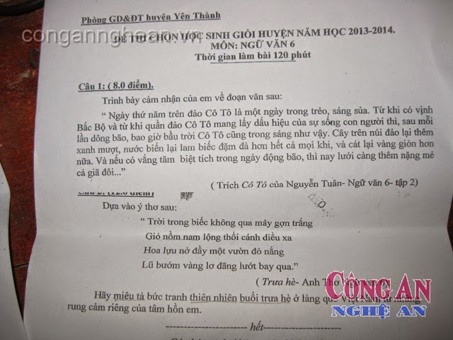 Choáng với đề thi học sinh giỏi huyện