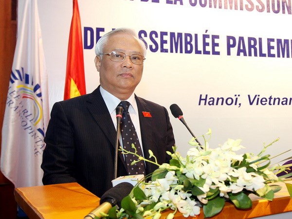  Phó Chủ tịch Quốc hội Uông Chu Lưu đến dự và phát biểu tại cuộc họp. (Ảnh: An Đăng/TTXVN)
