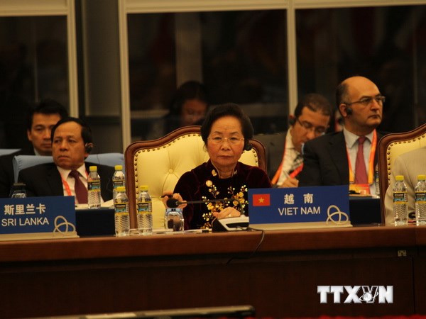  Phó Chủ tịch nước Nguyễn Thị Doan, Trưởng đoàn đại biểu Việt Nam dự hội nghị. (Ảnh: TTXVN)