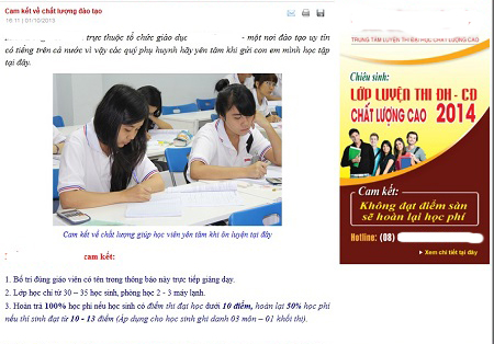 Nở rộ trung tâm luyện thi đảm bảo đậu