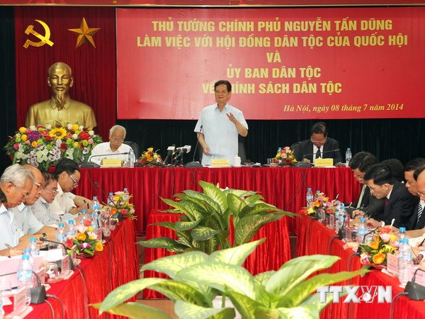  Thủ tướng Nguyễn Tấn Dũng phát biểu kết luận buổi làm việc. (Ảnh: Đức Tám/TTXVN)