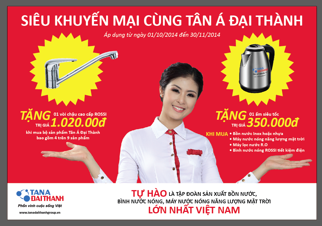 Chương trình “ Siêu khuyến mại cùng Tân Á Đại Thành’ được áp dụng từ ngày 1/10/2014