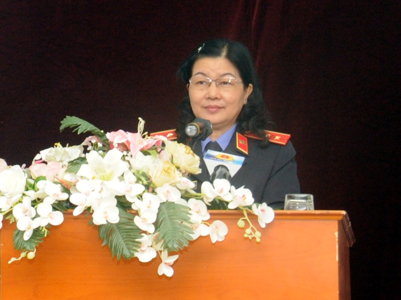 Đồng chí Nguyễn Thị Thủy Khiêm, Phó Viện trưởng VKSNDTC phát biểu khai mạc hội nghị .