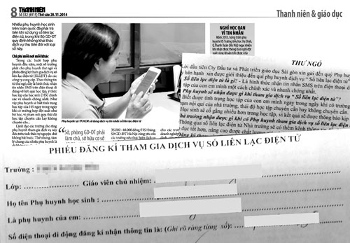 Sao phải trả tiền sổ liên lạc điện tử  Một dịch vụ không cần thiết