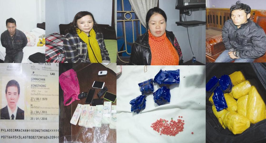  Bốn đối tượng là vợ chồng bị bắt giữ trong một đường dây buôn ma túy từ Lào về Việt Nam. Ảnh: CTV
