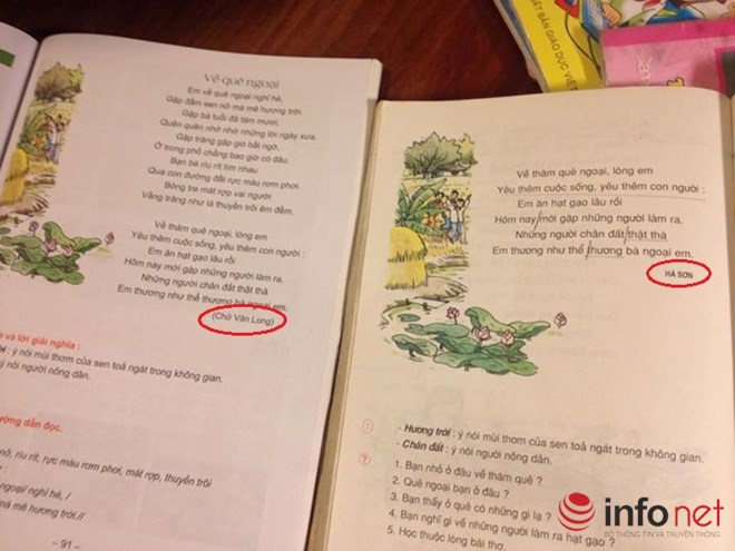 Sách giáo khoa lớp 3 1 bài thơ đề tên 2 tác giả, chủ biên xin lỗi