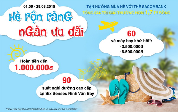 Thẻ tín dụng mới của Sacombank được hoàn tiền đến 1 triệu đồng thẻ