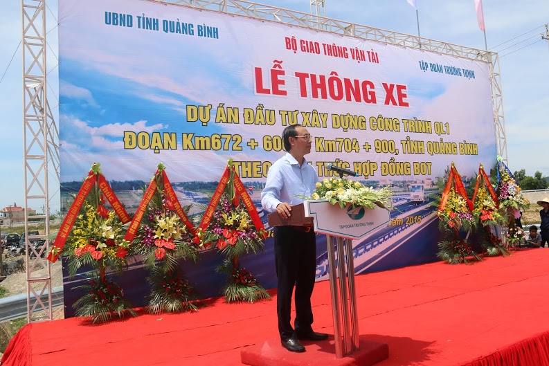 Thứ trưởng Bộ GTVT Lê Đình Thọ phát biểu tại Lễ thông xe