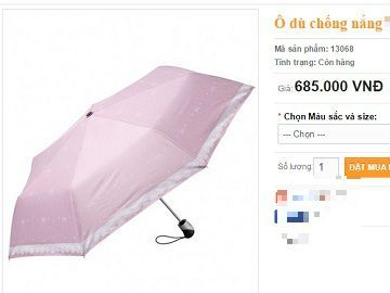 Ô chống nắng ngăn tia UV 100 giá 700 nghìn đồng Lừa đảo