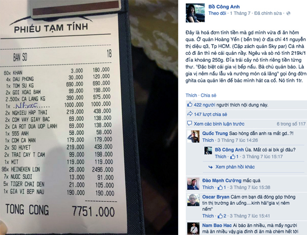 Chặt chém bá đạo Tính thêm cả tiền gia vị chế biến