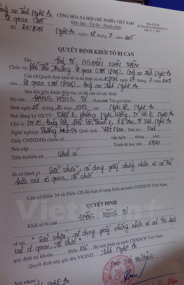 Khởi tố vụ án làm giả hồ sơ thương binh lớn nhất tại Nghệ An