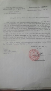 Đảng ủy khối các cơ quan tỉnh Thái Bình ban hành văn bản trái với quy định của Bộ Chính trị