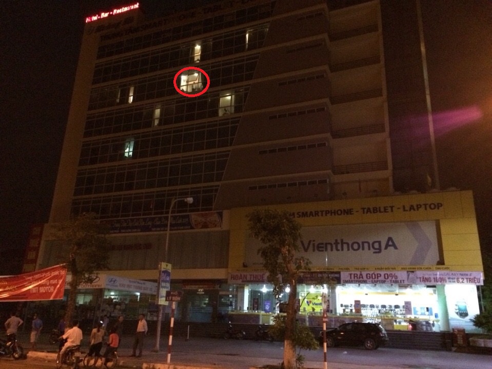 Tầng 7 Khách sạn Kim Long nơi phát hiện ra sự việc.