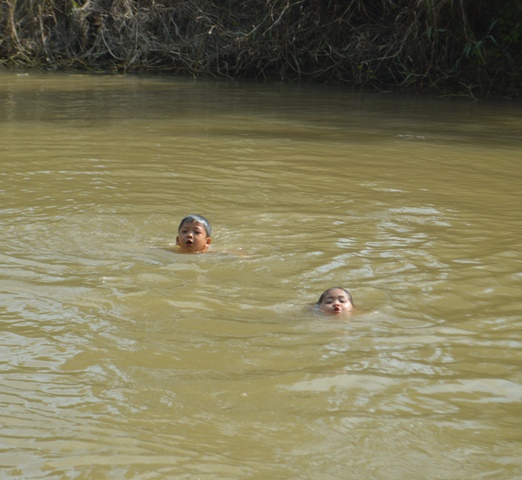 Bé gái 3 tuổi bơi giỏi như  rái cá