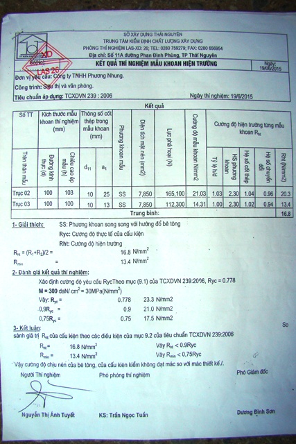 Kết luận thí nghiệm công trình