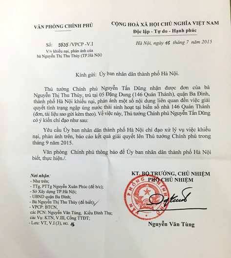  Công văn số 5535/VPCP-V.I ngày 16/7/2015 của Thủ tướng Chính phủ Nguyễn Tấn Dũng