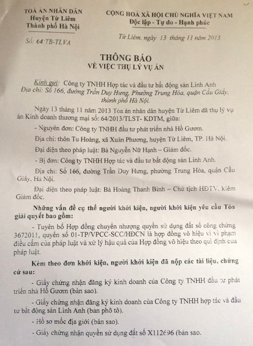 Bác yêu cầu khởi kiện, TAND quận Bắc Từ Liêm bị nguyên đơn phản ứng quyết liệt