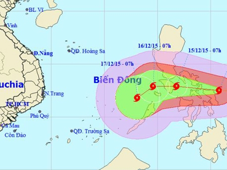 Bão Melor sức gió mạnh nhất 185 km h hướng vào biển Đông