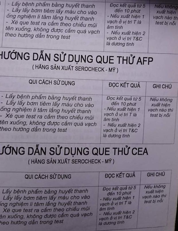 Hướng dẫn sử dụng của que thử ung thư được dịch ra tiếng Việt