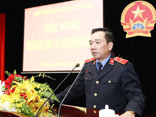 Chánh Văn phòng VKSNDTC Trần Anh Tuấn phát biểu khai mạc Hội nghị