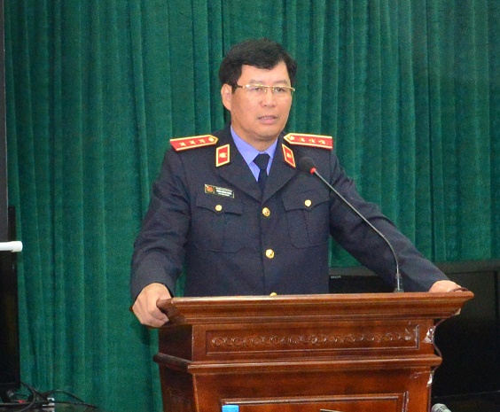 Tiến sỹ Trần Công Phàn, Phó Viện trưởng VKSNDTC phát biểu tại buổi Lễ