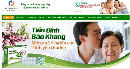  Thông tin quảng cáo TPCN Tiền Đình Bảo Khang trên trang chủ Công ty Hoàng Hải.