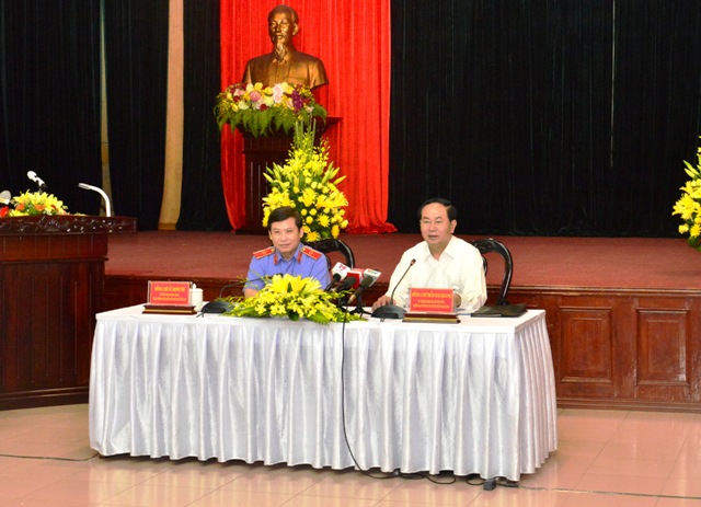 Chủ tịch nước Trần Đại Quang và Viện trưởng VKSNDTC Lê Minh Trí chủ trì buổi làm việc