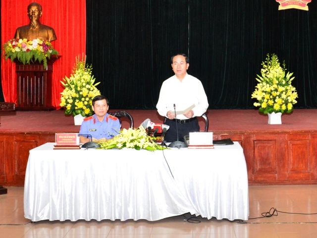 Chủ tịch nước Trần Đại Quang phát biểu chỉ đạo tại buổi làm việc
