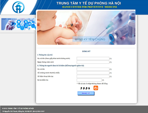  Trang web đang ký tiêm chủng trực tuyến