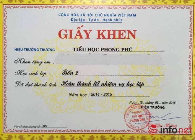 Giấy khen theo Thông tư 30 khiến nhiều phụ huynh không hiểu