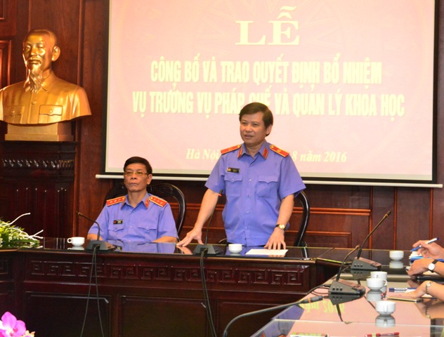 Viện trưởng VKSNDTC Lê Minh Trí phát biểu tại buổi Lễ