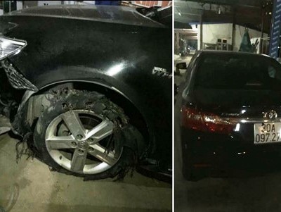 Camry kéo lê xe máy bỏ chạy hơn 3km giữa đêm Hà Nội