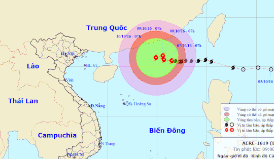  Vị trí và dự báo đường đi của bão số 6 - Nguồn: Trung tâm dự báo khí tượng thủy văn Trung ương