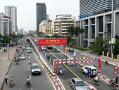 Hà Nội tiến hành phân luồng giao thông nút giao Láng Hạ-Thái Hà