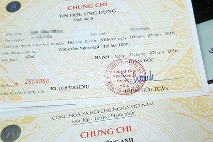 Dừng cấp phôi chứng chỉ tin học A, B, C từ ngày 15 12