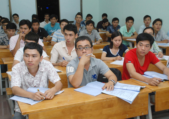 Một lớp học liên thông tại một trường ĐH ở TP HCM Ảnh: Tấn Thạnh