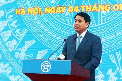 Chủ tịch UBND TP Hà Nội Nguyễn Đức Chung phát biểu tại buổi lễ