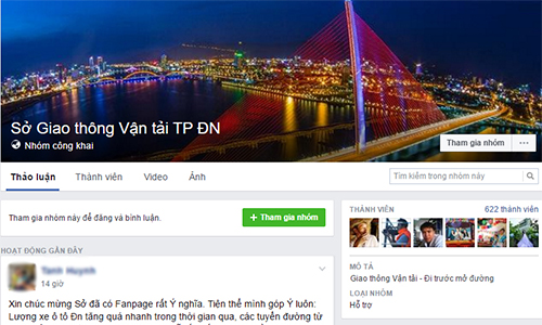  Facebook của ngành giao thông vận tải Đà Nẵng. Ảnh chụp màn hình.