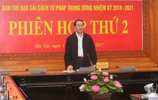  Chủ tịch nước Trần Đại Quang, Trưởng BCĐCCTP Trung ương phát biểu tại Phiên họp thứ hai
