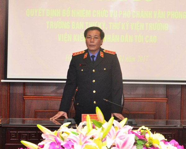 Phó Viện trưởng Thường trực VKSNDTC Nguyễn Hải Phong phát biểu tại buổi Lễ 