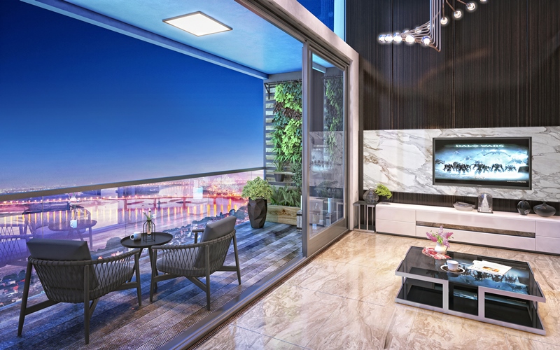 Tất cả các căn hộ Ancora Residence đều có ban công view sông Hồng