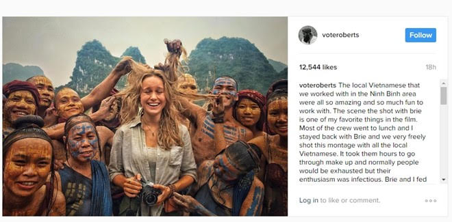 Hầu hết người Việt Nam đều rất thân thiện, một hình ảnh trên Instagram của đạo diễn phim Kong chụp cùng người dân bản địa. Nguồn: Internet.